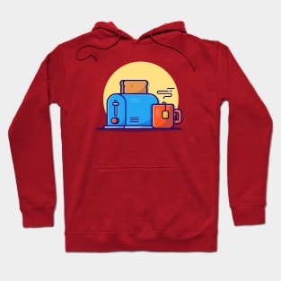 Toaster Bread And Tea Cartoon Vector Icon Illustration Hoodie